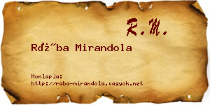 Rába Mirandola névjegykártya